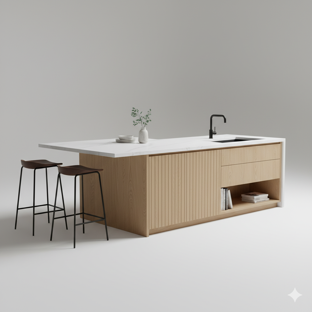 Modern Kitchen Island with Storage & Seating