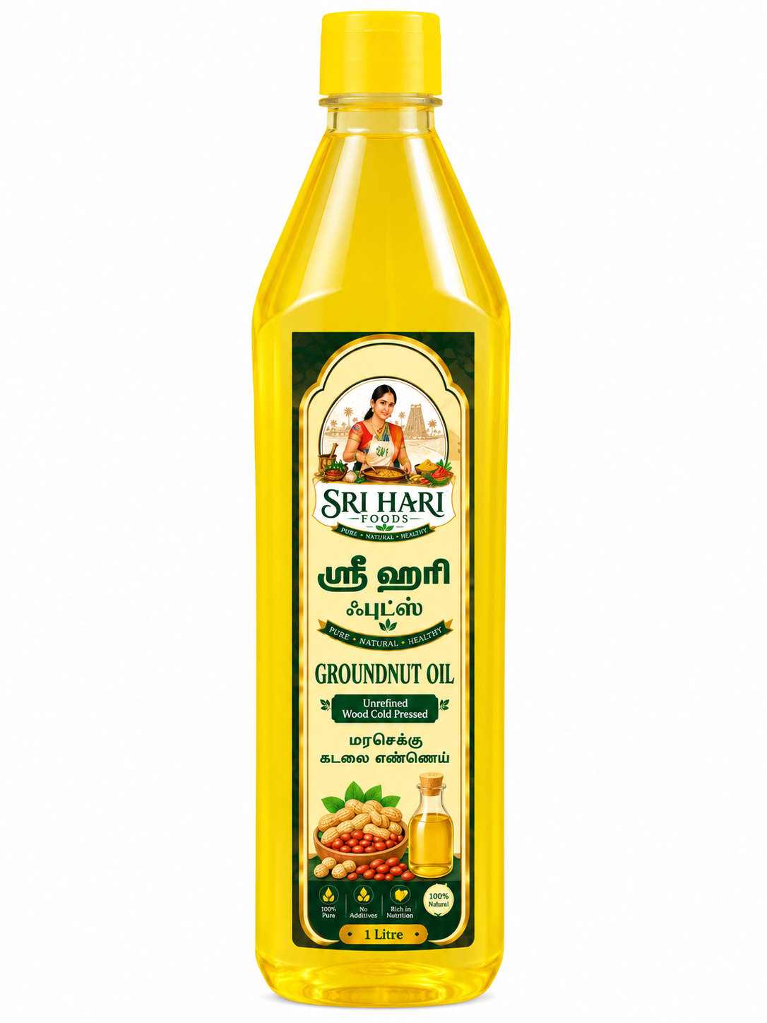Wood Cold Pressed groundnut Oil( 1Lit)