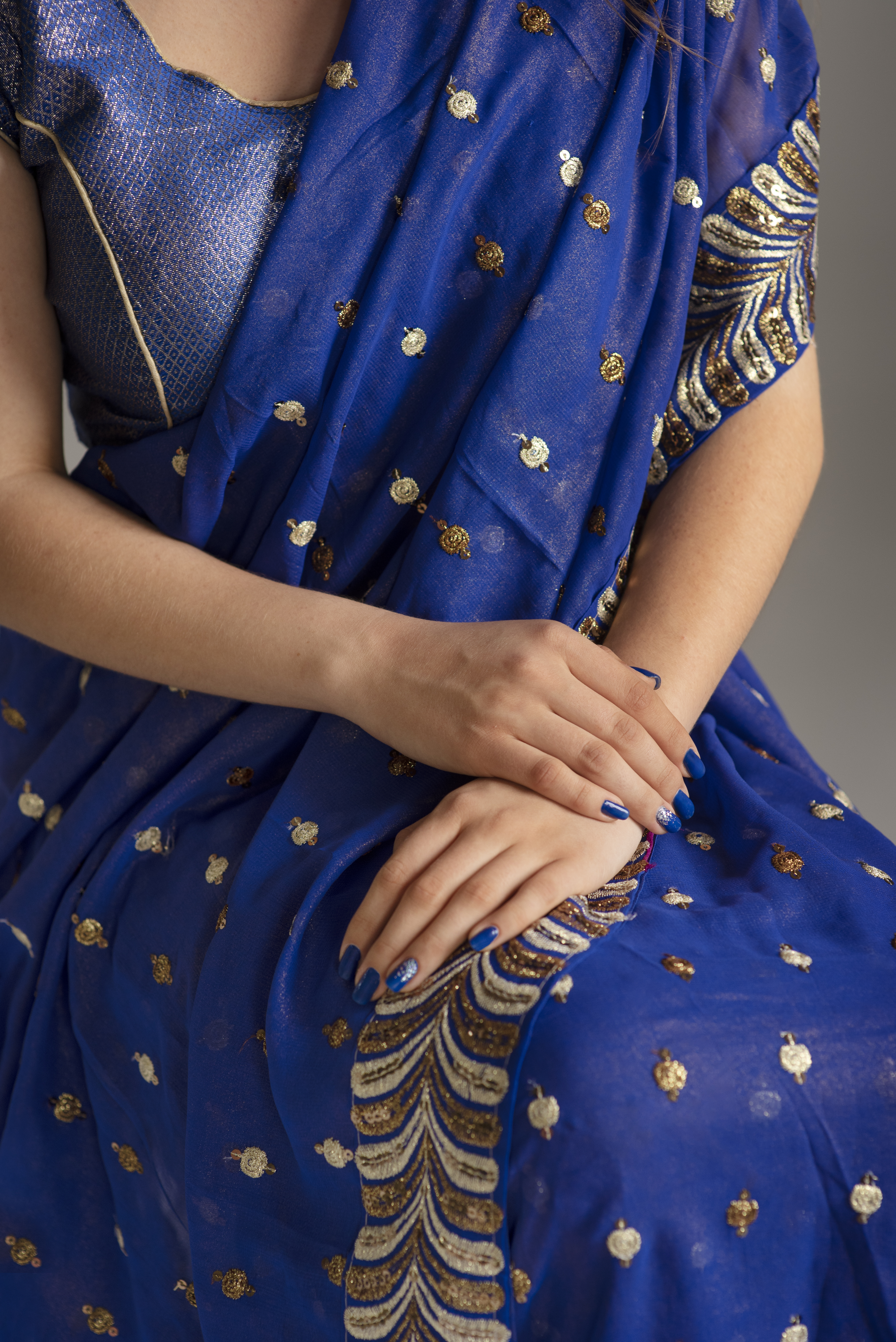 blue silk saree