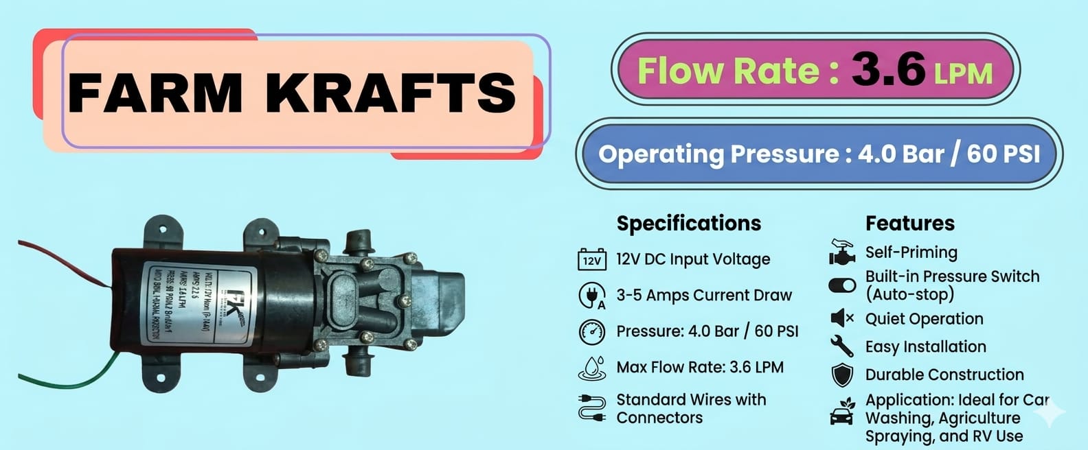 SPRAYER MOTOR  (FARM KRAFTS 3.6 LPM)