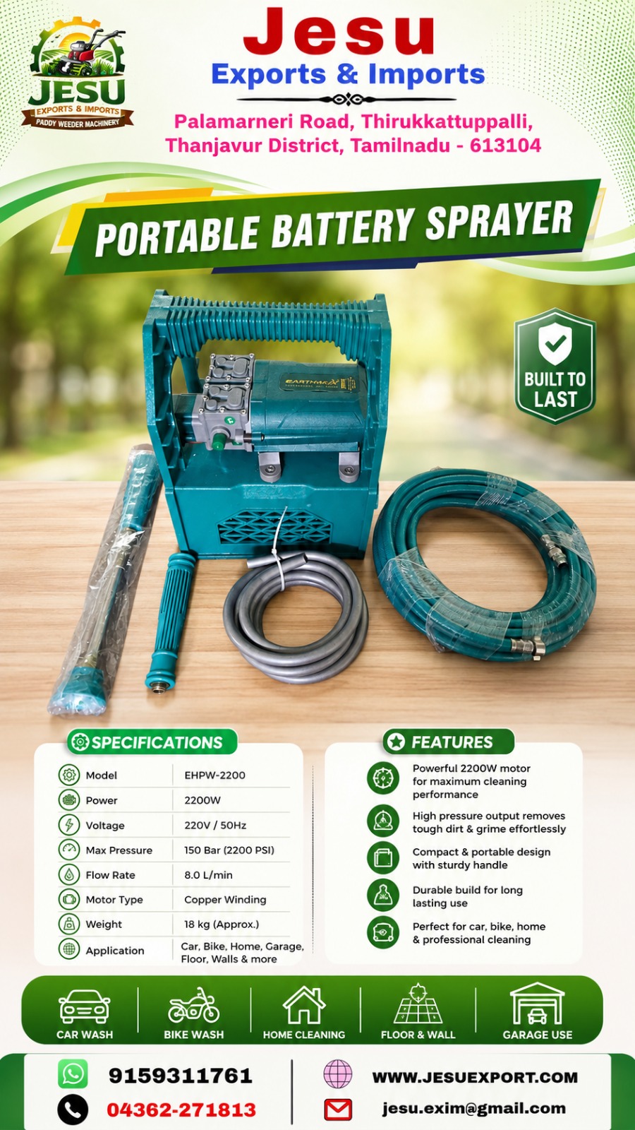 PORTABLE BATTERY SPRAYER
