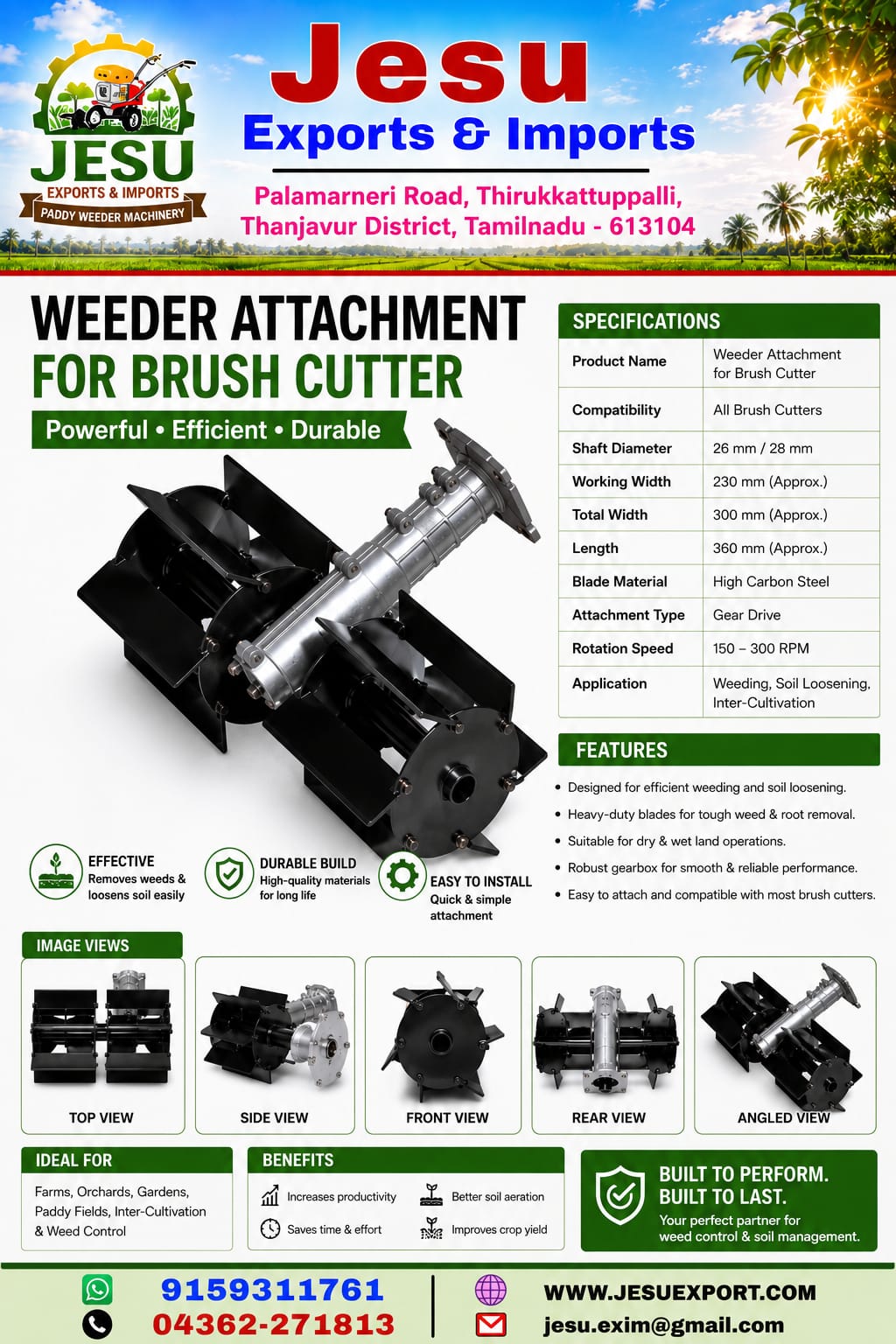 WEEDER ATTACHMENT FOR BRUSH CUTTER