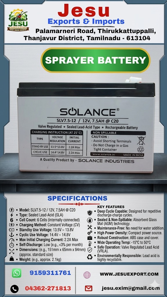 SPRAYER BATTERY 12V 7.5AH