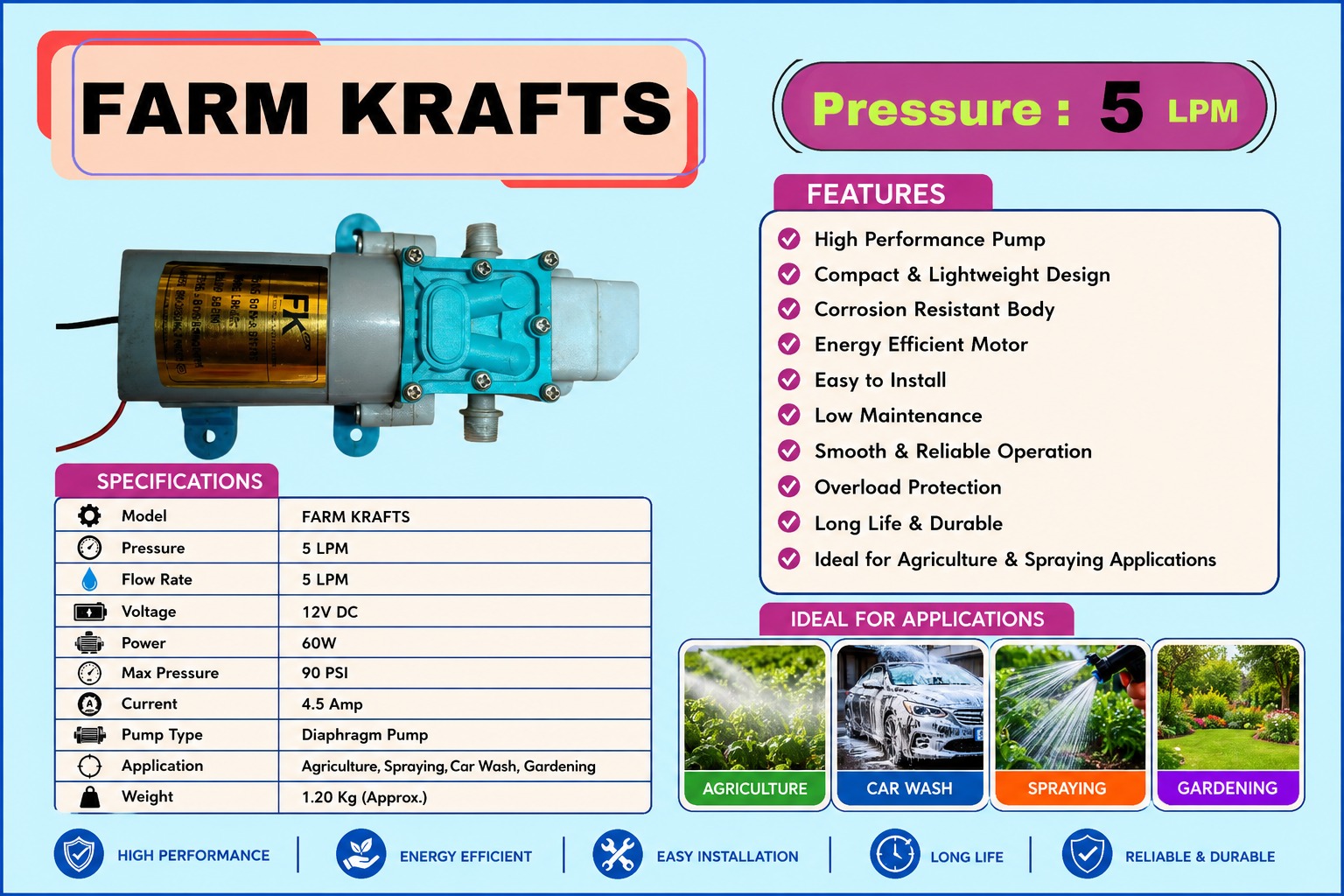 SPRAYER MOTOR  (FARM KRAFTS 5 LPM)