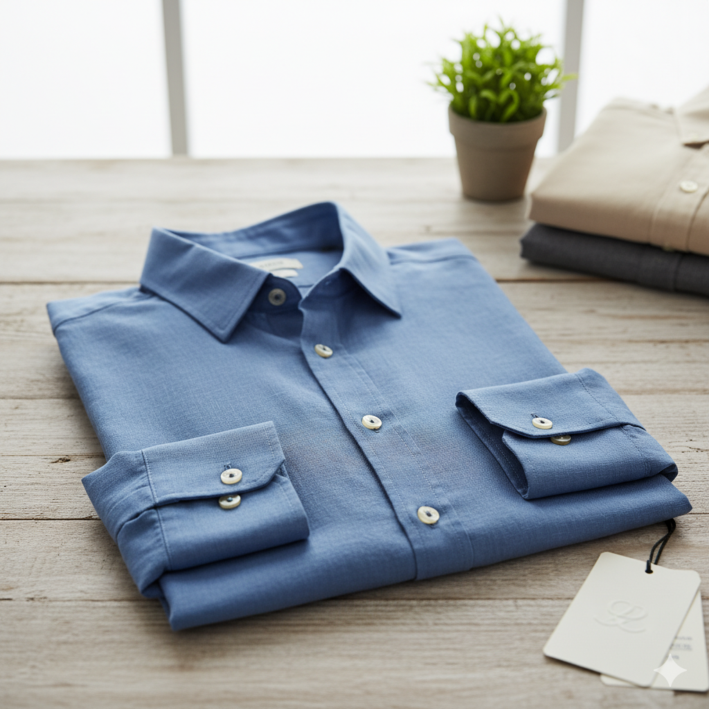 blue men's shirt
