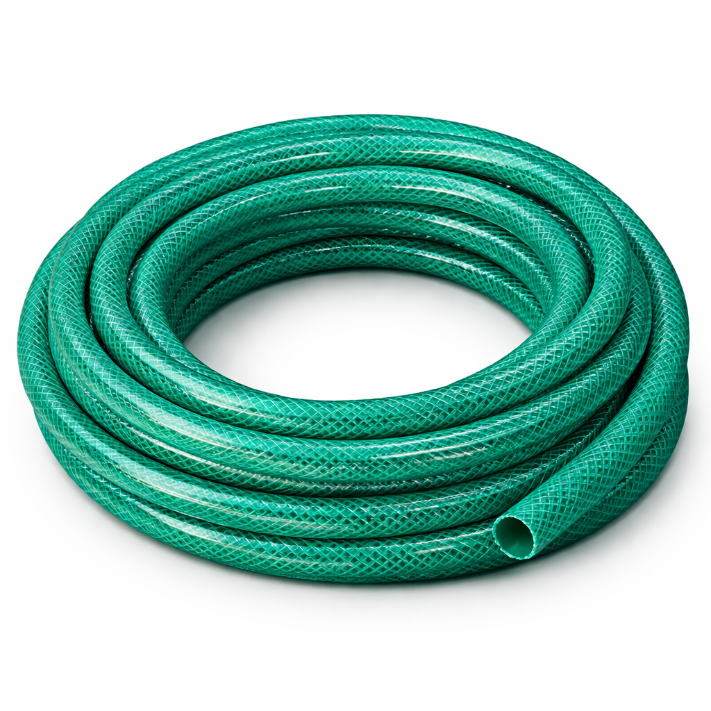 /4 Inch 8 Meter Braided PVC Garden Hose Pipe with Trigger Spray Gun & Tap Connector | Flexible Water Pipe (Green)