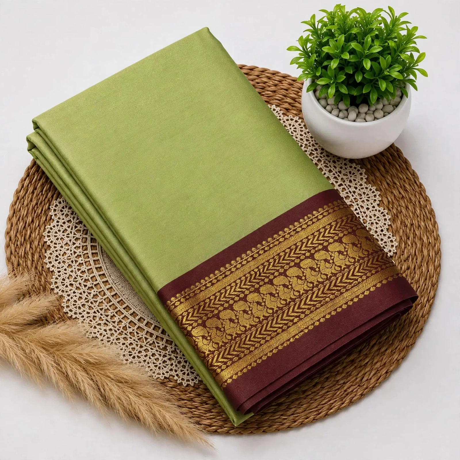 Elegant Green Silk Saree