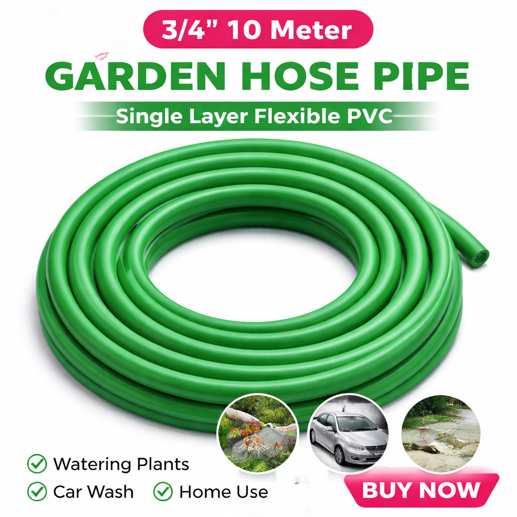 3/4 Inch 10 Meter PVC Garden Hose Pipe | Flexible & Easy to Handle Water Pipe for Tap Use (Green)