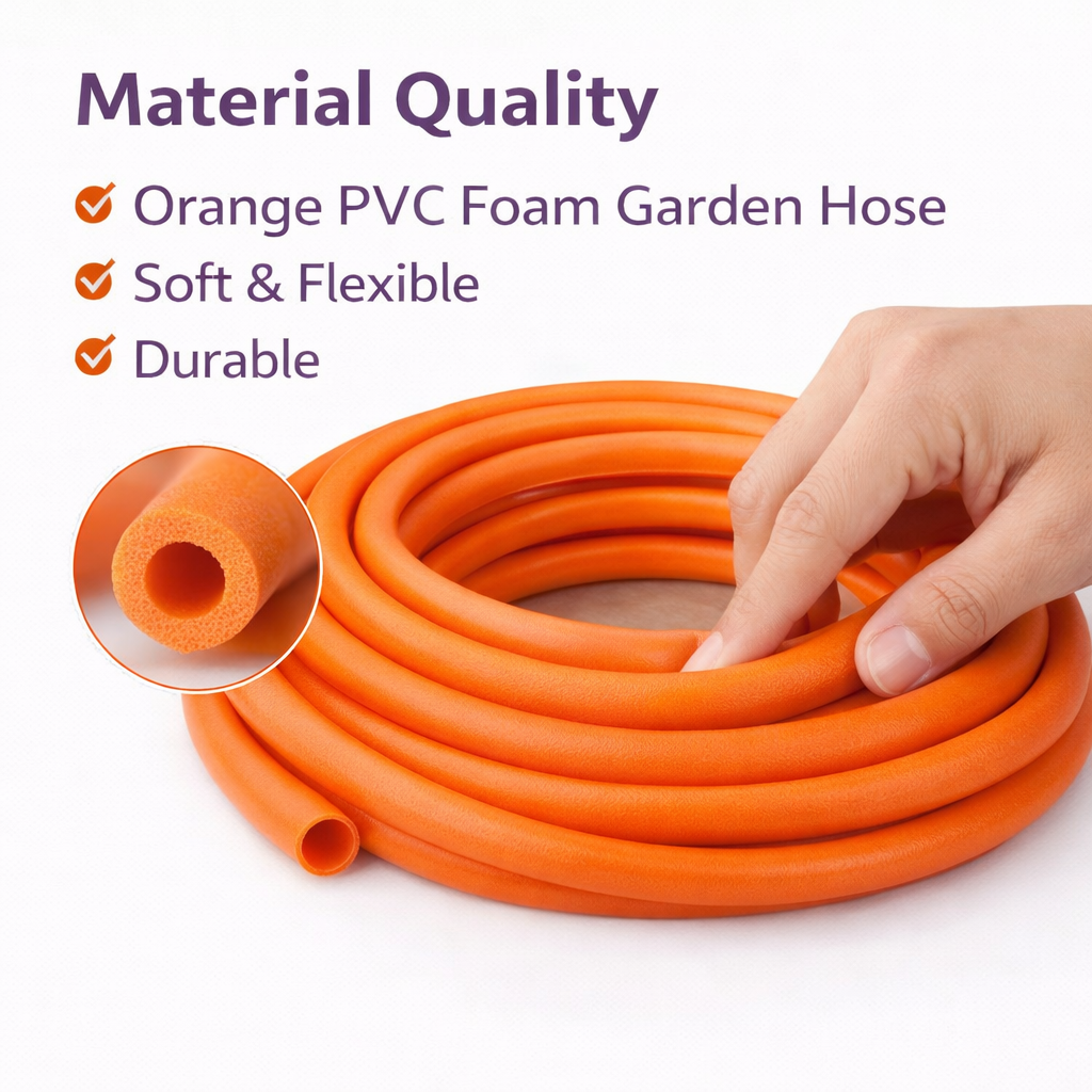 3/4 Inch 10 Meter Foam Garden Hose Pipe with Tap Adapter | Flexible Water Pipe for Tap Use (Orange)