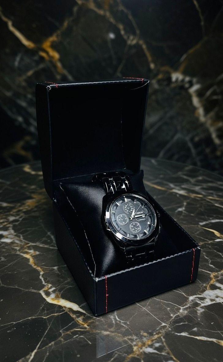 TIGET Men’s Chronograph Watch - Black Dial, Stainless Steel Bracelet (Silver/Black Editions Available)