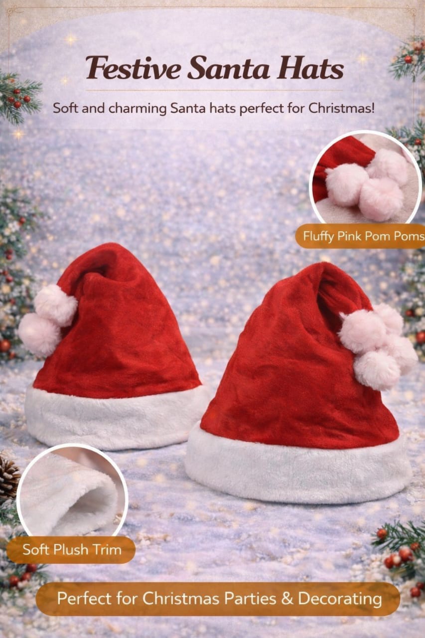 Festive Santa Hats (10 Pieces)