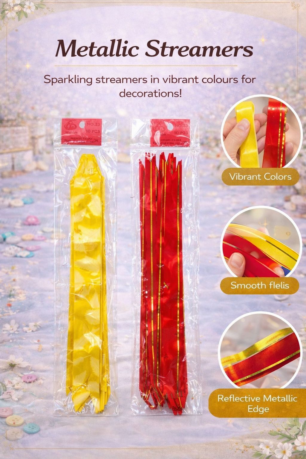 Metallic Streamer For Gift Wrapping(1 Pack - Single Color)