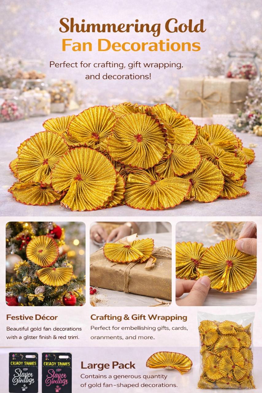 Shimmering Gold Fan Decorations