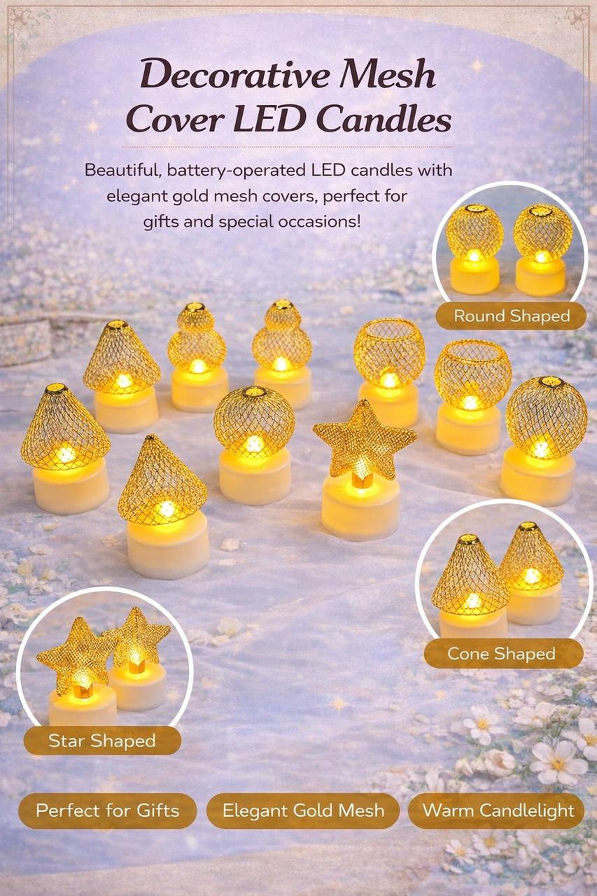 Decorative Mesh Cover Led Candles (4 Pieces)