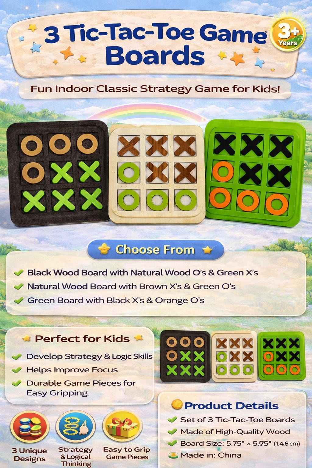 Big Size Tic-Tac-Toe Game Boards (Single Piece)