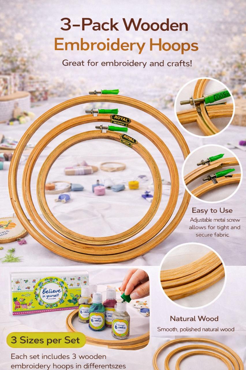 Embroidery Hoops 3 Different Sizes