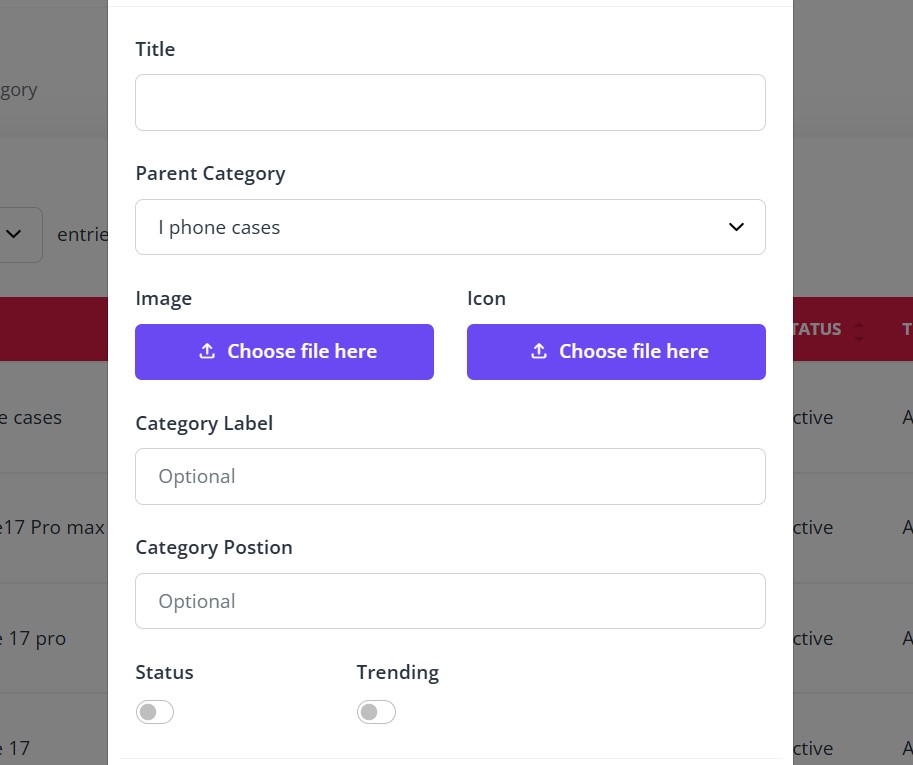 Backend Screenshot