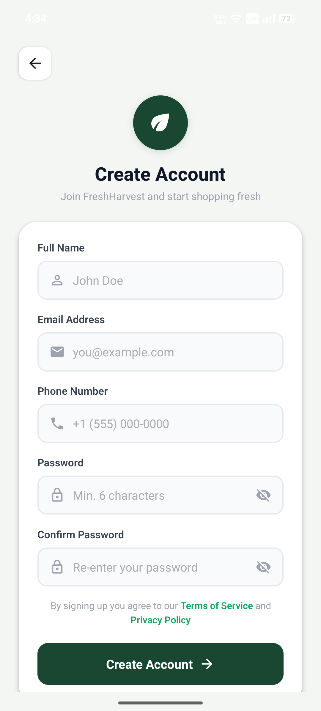 App screen